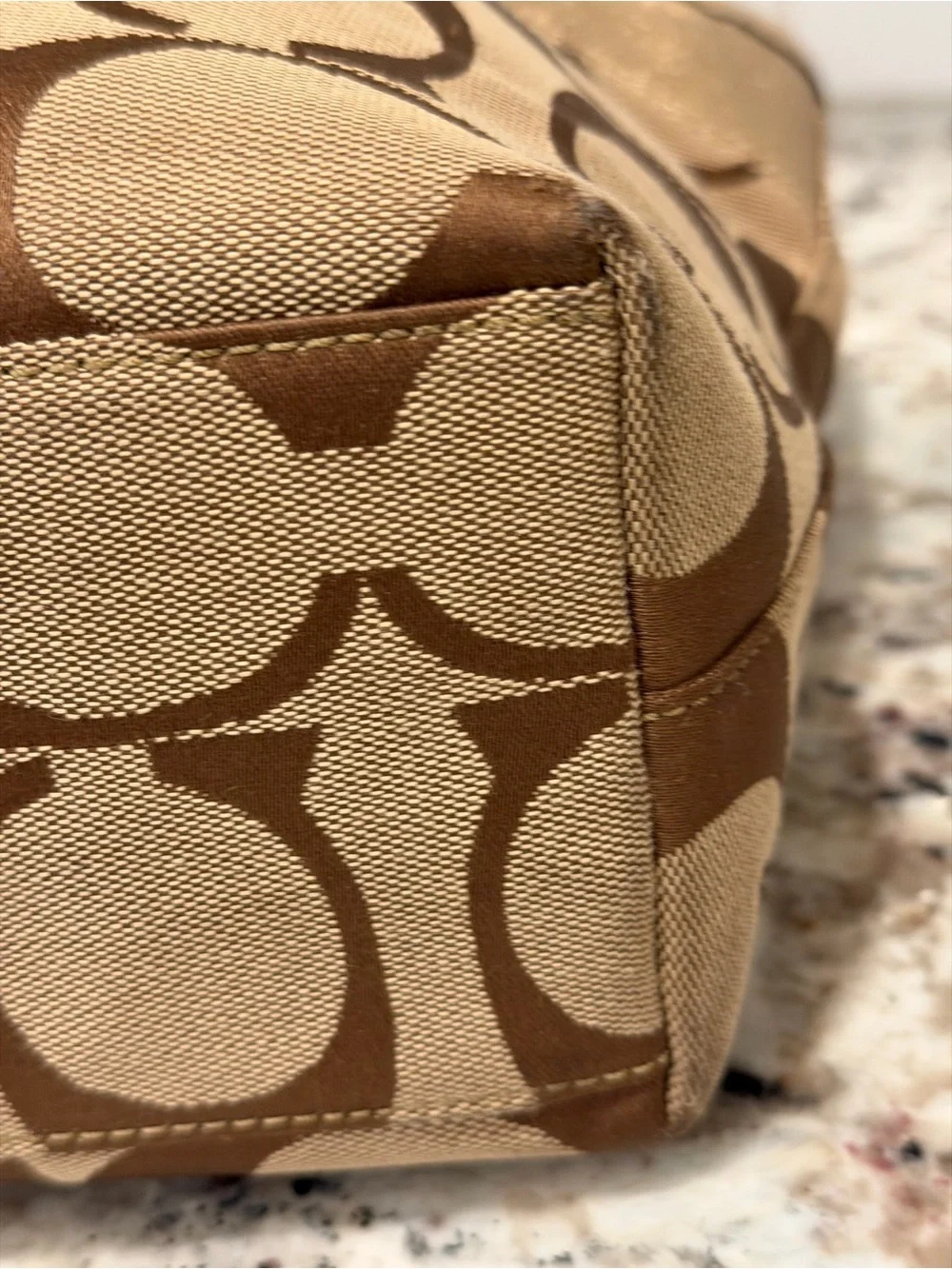 Coach Gold and Brown Floral Appliqué Tote